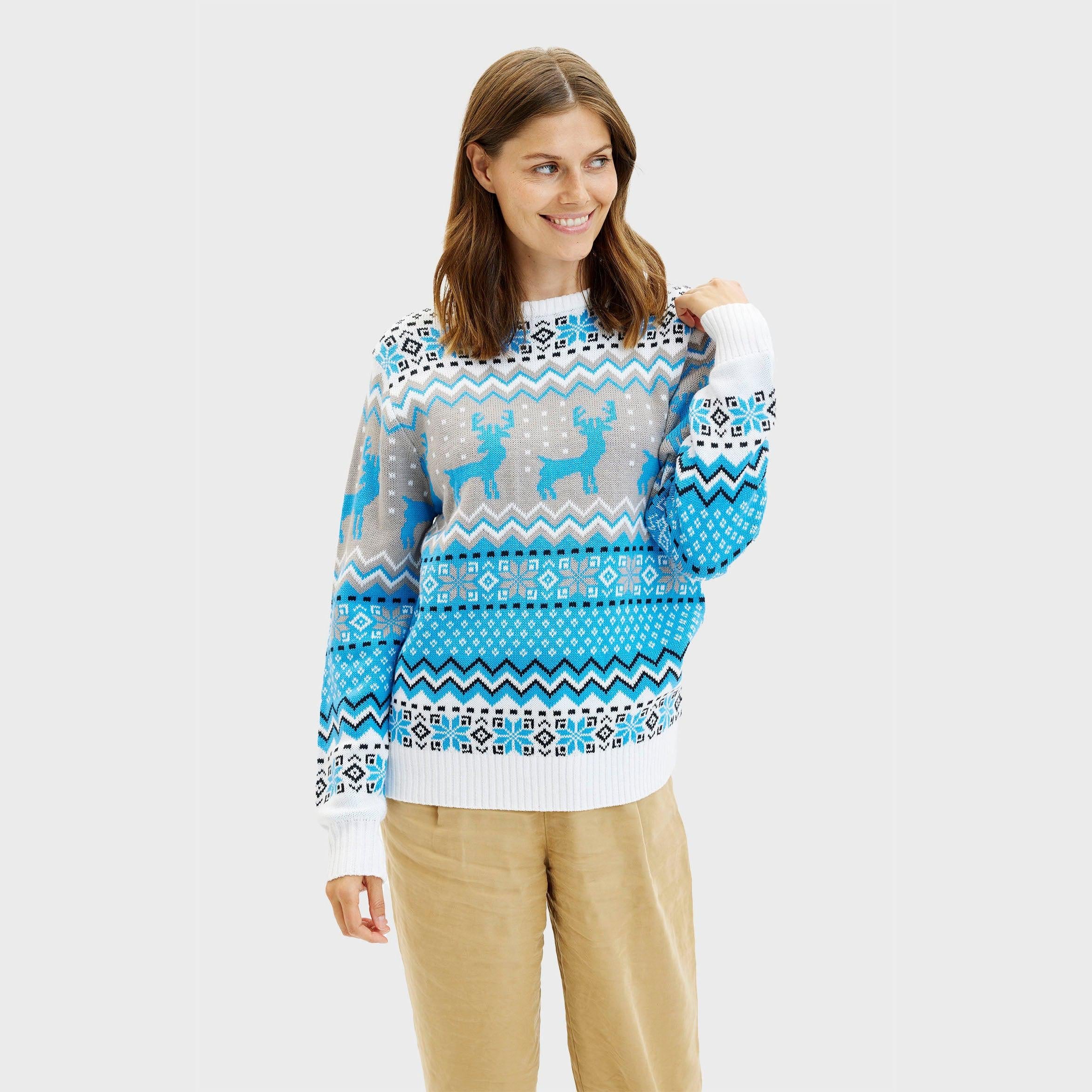 Traditional Blue Christmas Sweater β Women